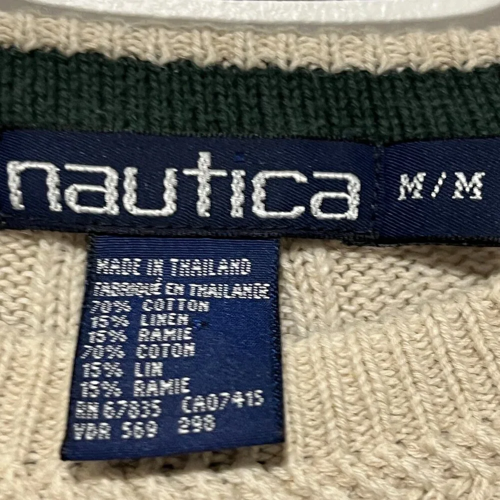 Nautica Mens VTG Cable Knit Sweater M Preppy Ivy League 90s Frat Normcore